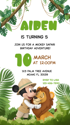 Editable Mickey Safari Birthday Invitation Template