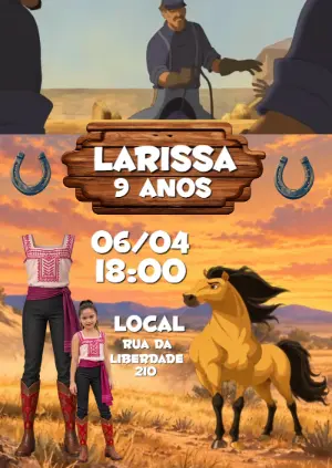 Convite Animado Spirit: Vire a Aventureira com sua Foto IA