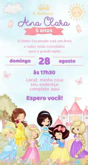 Invitación de cumpleaños Princesas – Estático – Fernando Martins