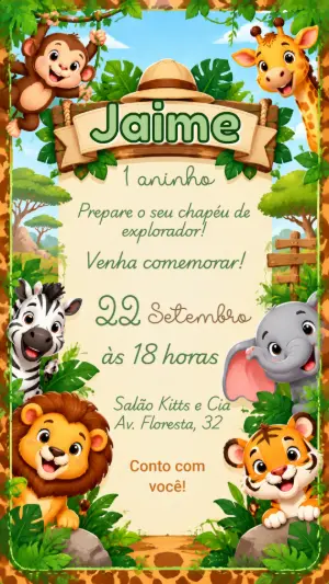 Safari Birthday Invitation – Static – Felicity Artes