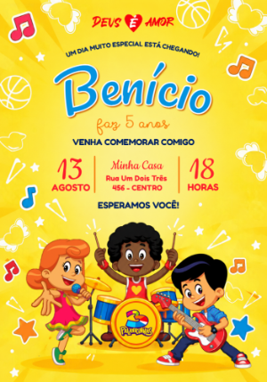 Convite de Aniversário 3 Palavrinhas Editável Online