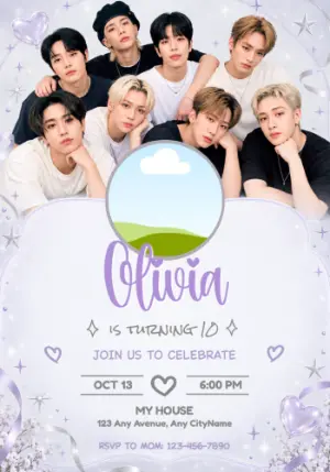 Stray Kids K-Pop Birthday Invitation with Photo
