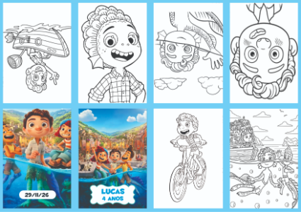 Livrinho de Colorir Luca para Aniversário Editável