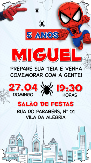 Convite de Aniversário Homem-Aranha Baby Modelo Editável