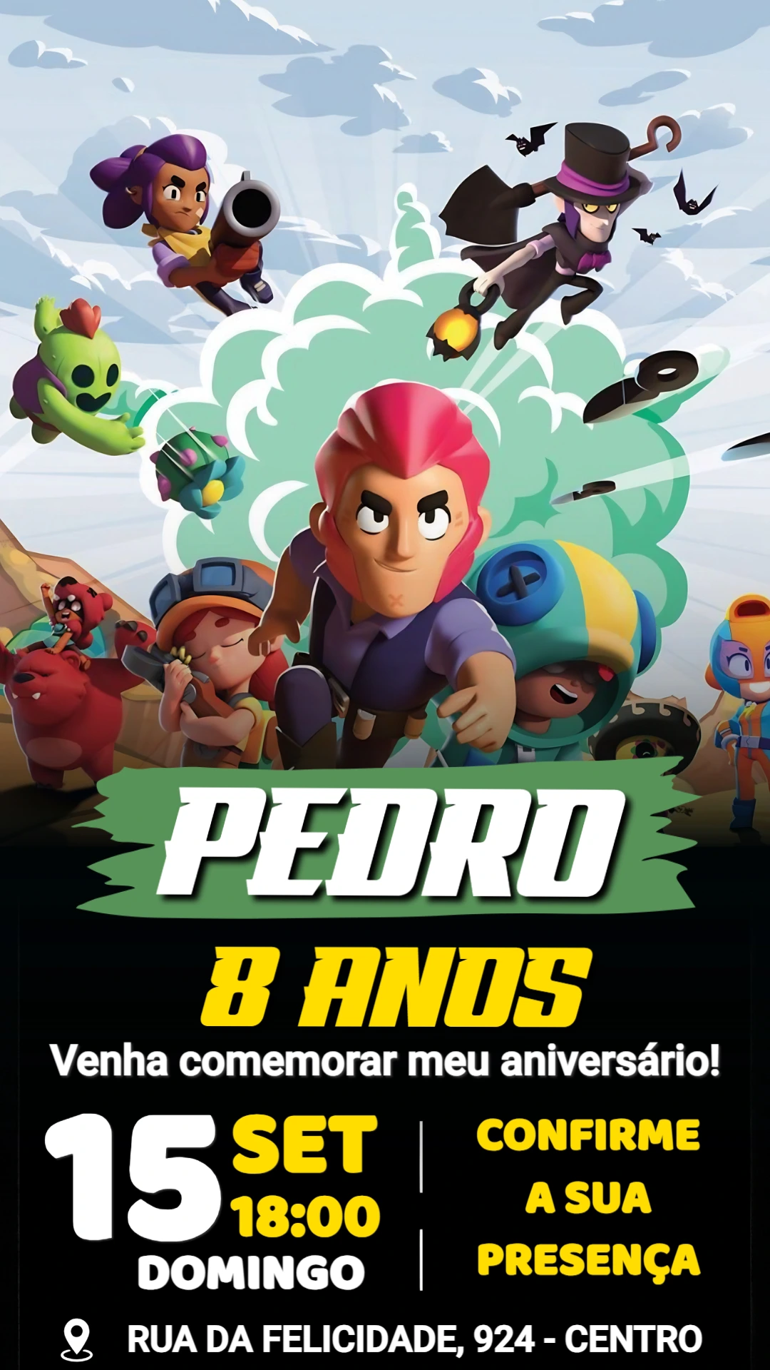 Convite de Aniversário Brawl Stars para Editar Online Convite de Aniversário Brawl Stars para Editar Online
