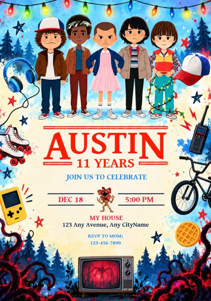 Stranger Things Birthday Invitation | Editable Template Stranger Things Birthday Invitation | Editable Template