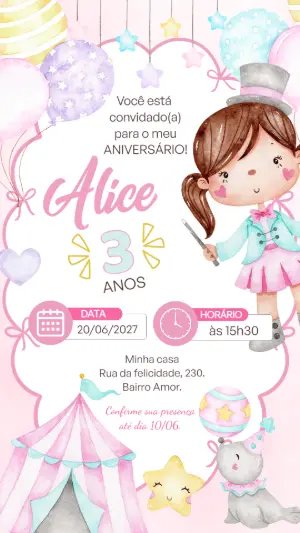 Invitación de cumpleaños Circo – Estático – Gley Leobas