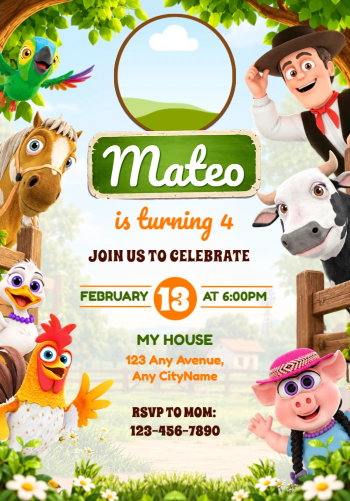 Editable Zenon's Farm Birthday Invitation Template Editable Zenon's Farm Birthday Invitation Template