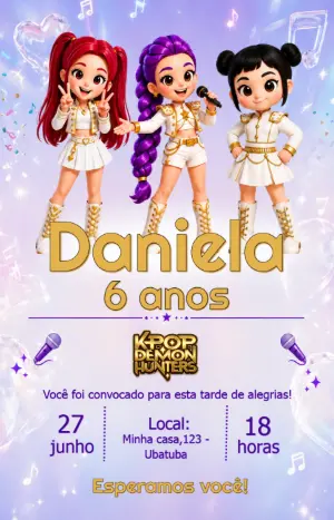 Invitation d'anniversaire KPop Demon Hunters – Statique – Fernando Martins