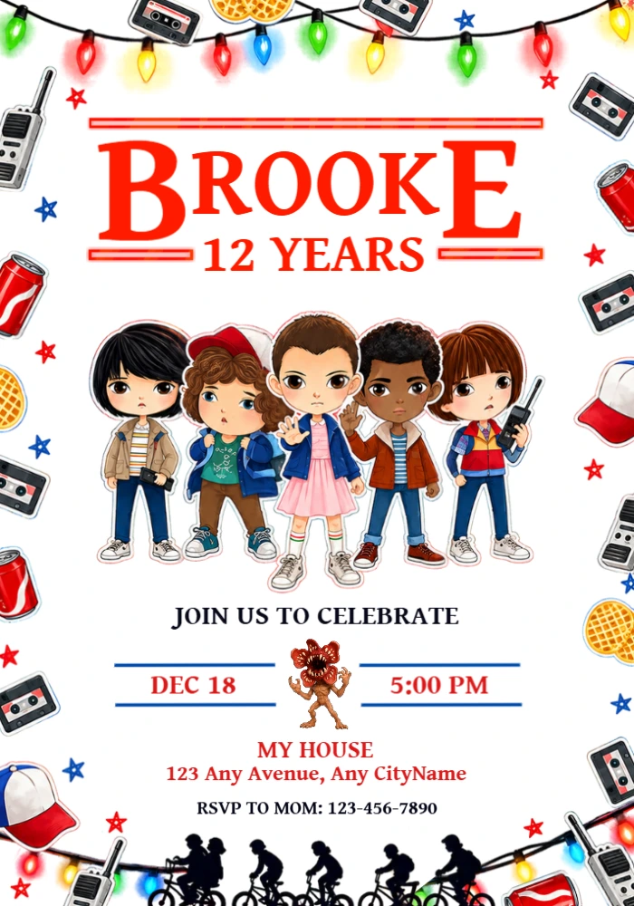 Stranger Things Birthday Invitation Editable Template Stranger Things Birthday Invitation Editable Template