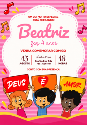 Convite de Aniversário 3 Palavrinhas Editável para Festa Infantil