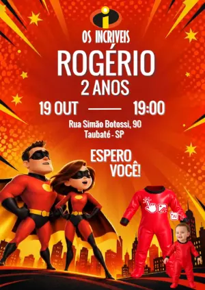 Convite Animado Os Incríveis: Vire um Super-Herói com Foto IA