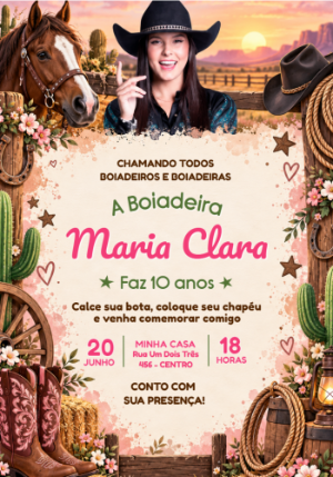 Convite de Aniversário Ana Castela Boiadeira Editável