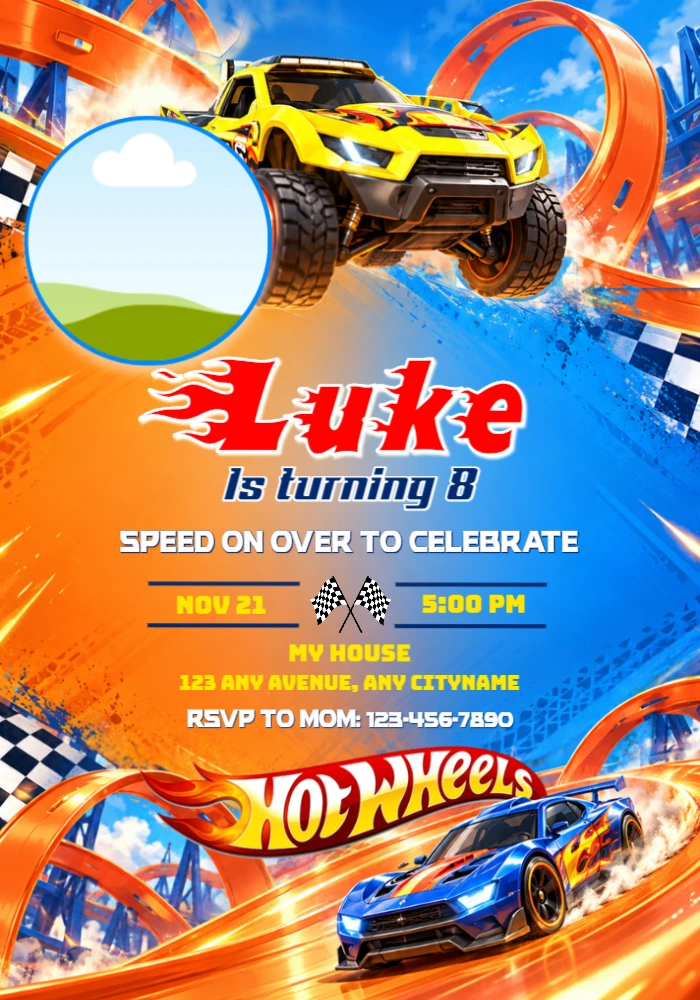 Hot Wheels Birthday Invite | Monster Truck Action | Editable Template Hot Wheels Birthday Invite | Monster Truck Action | Editable Template