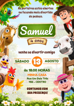 Convite de Aniversário A Fazenda do Zenon para Editar