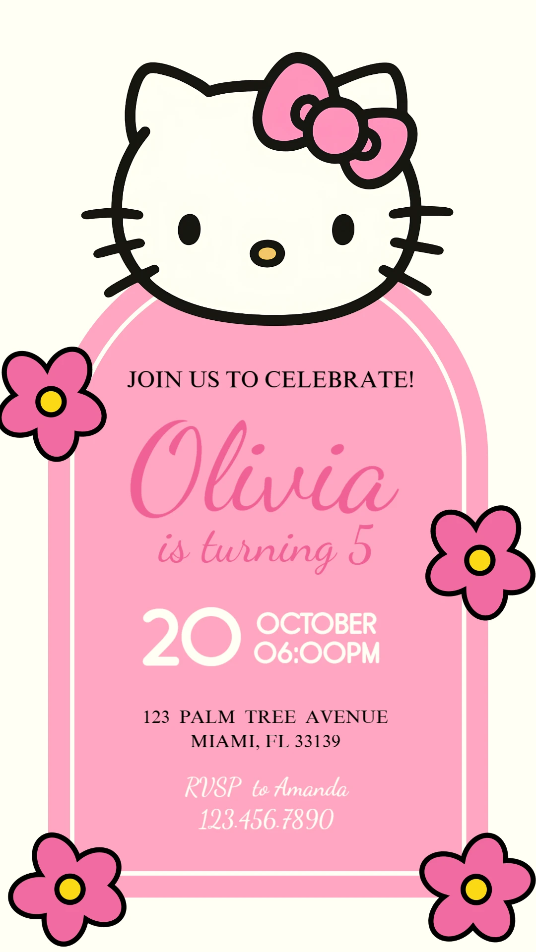 Hello Kitty Birthday Invitation | Editable Digital Template Hello Kitty Birthday Invitation | Editable Digital Template