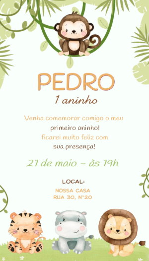 Safari Birthday Invitation – Static – FLORZINHA CONVITES