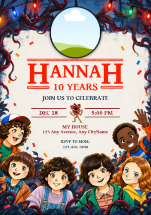 Stranger Things Birthday Invitation with Photo | Editable Template