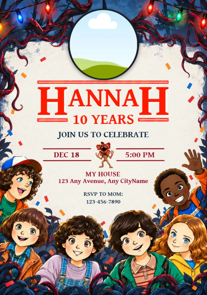 Stranger Things Birthday Invitation with Photo | Editable Template Stranger Things Birthday Invitation with Photo | Editable Template