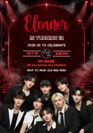 Stray Kids Birthday Invitation on Stage Editable Template