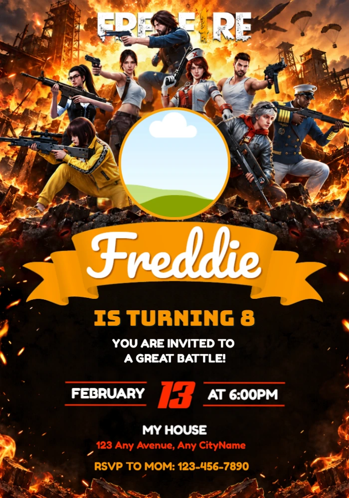 Editable Free Fire Birthday Party Invitation Editable Free Fire Birthday Party Invitation