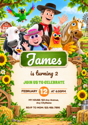 Zenon's Farm Birthday Invitation | Editable Template