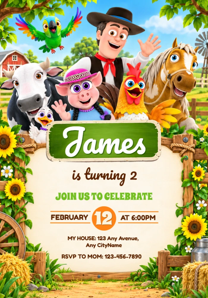 Zenon's Farm Birthday Invitation | Editable Template Zenon's Farm Birthday Invitation | Editable Template