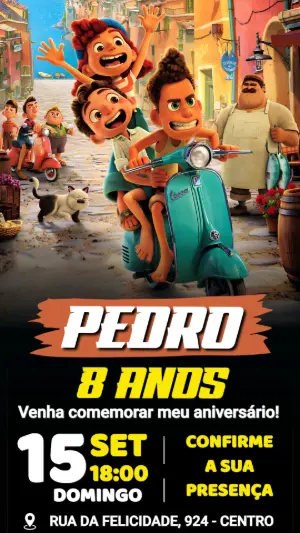 Convite de Aniversário Luca: Modelo Digital Editável para Festa