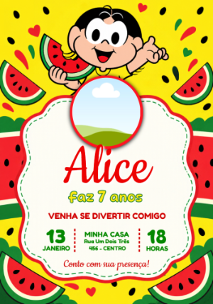 Invitation d'anniversaire Turma da Mônica – Statique – Jotta Arts