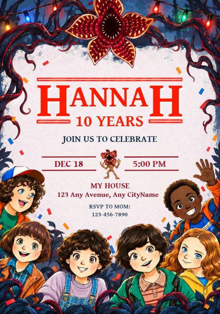 Stranger Things Birthday Invitation Editable Template Stranger Things Birthday Invitation Editable Template