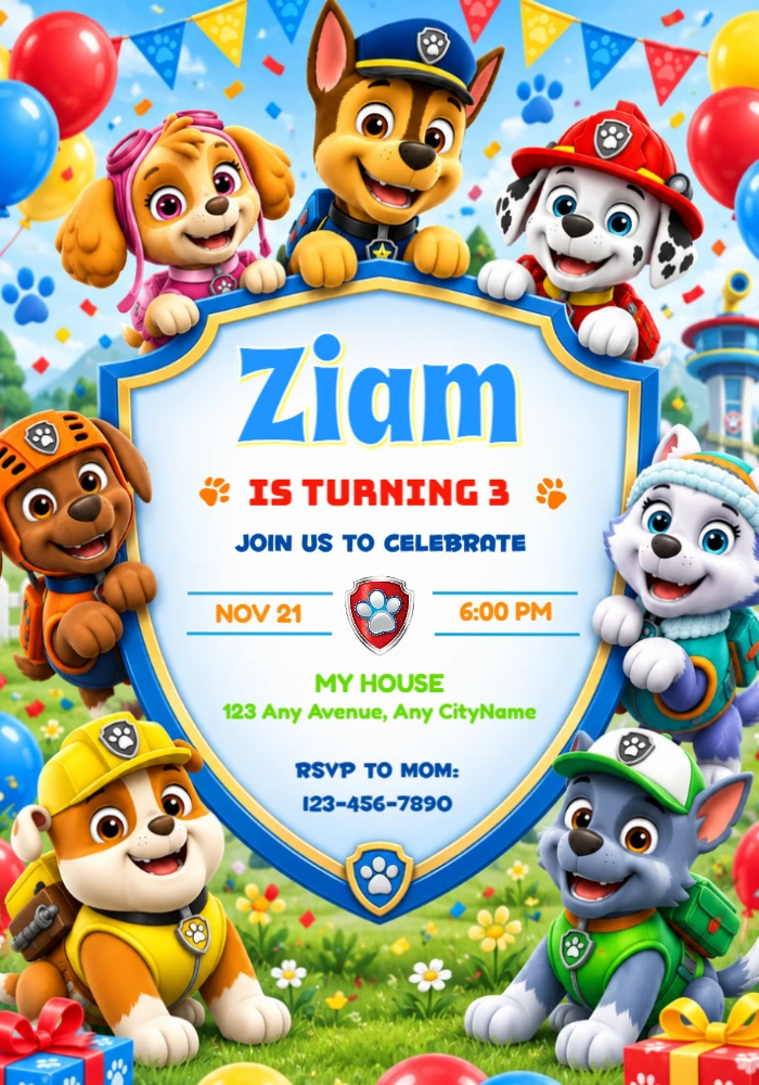 Paw Patrol Pups Assemble Editable Birthday Invitation Paw Patrol Pups Assemble Editable Birthday Invitation