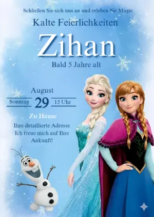 Die Eiskönigin Geburtstagseinladung: Vorlage mit Elsa & Anna