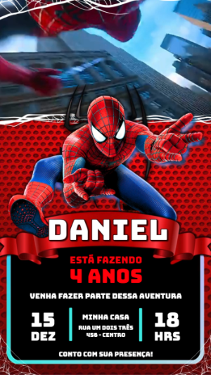 Convite Animado de Aniversário Homem-Aranha para Editar