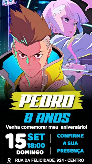 Convite de Aniversário Cyberpunk: Modelo Editável Online