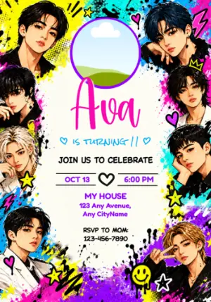 Stray Kids Birthday Invitation with Photo | Editable Template