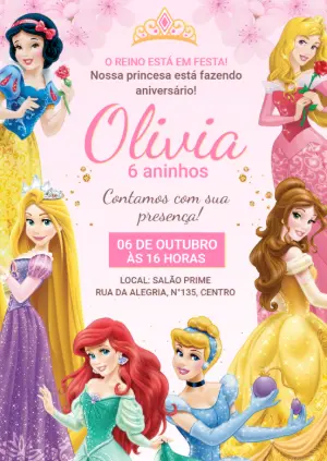 Invitación de cumpleaños Princesas – Estático – Borboleta Convites