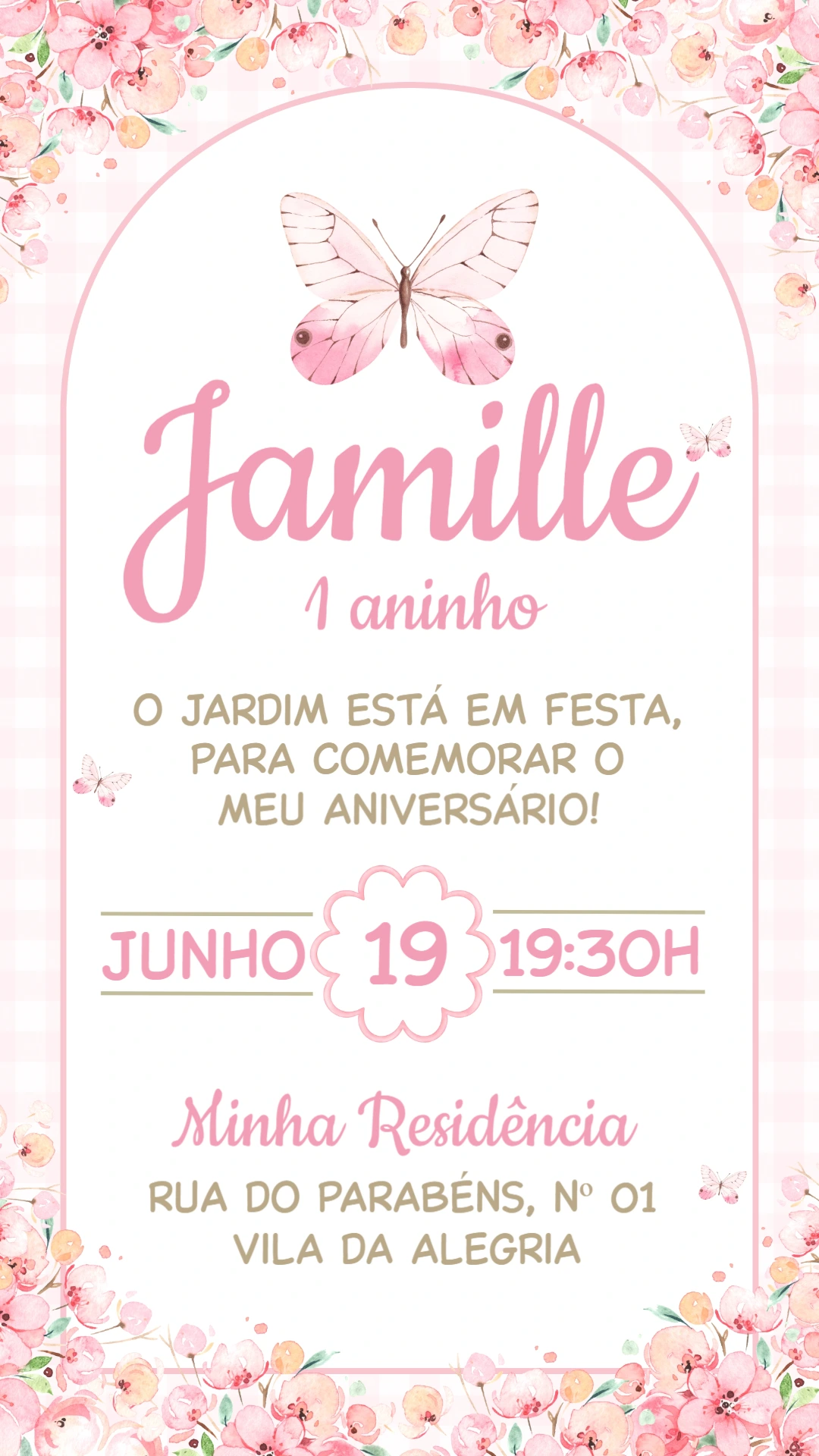 Convite de Aniversário Jardim das Borboletas Editável Convite de Aniversário Jardim das Borboletas Editável