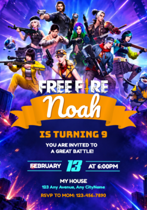Editable Free Fire Birthday Invitation Template
