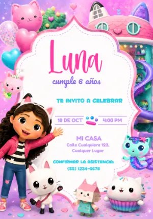 Gabby's Dollhouse Birthday Invitation – Static – Jotta Arts