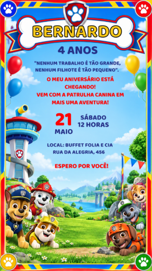 Invito di compleanno Paw Patrol – Statico – Felicity Artes