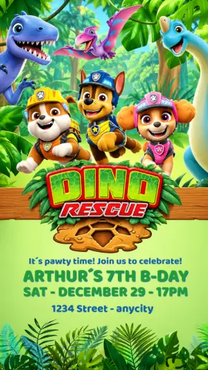 Paw Patrol Dino Rescue Birthday Invitation Editable Template