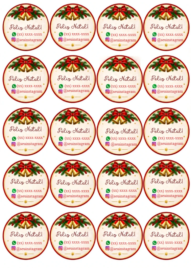 Modelo de Adesivo de Natal Editável para sua Marca Modelo de Adesivo de Natal Editável para sua Marca