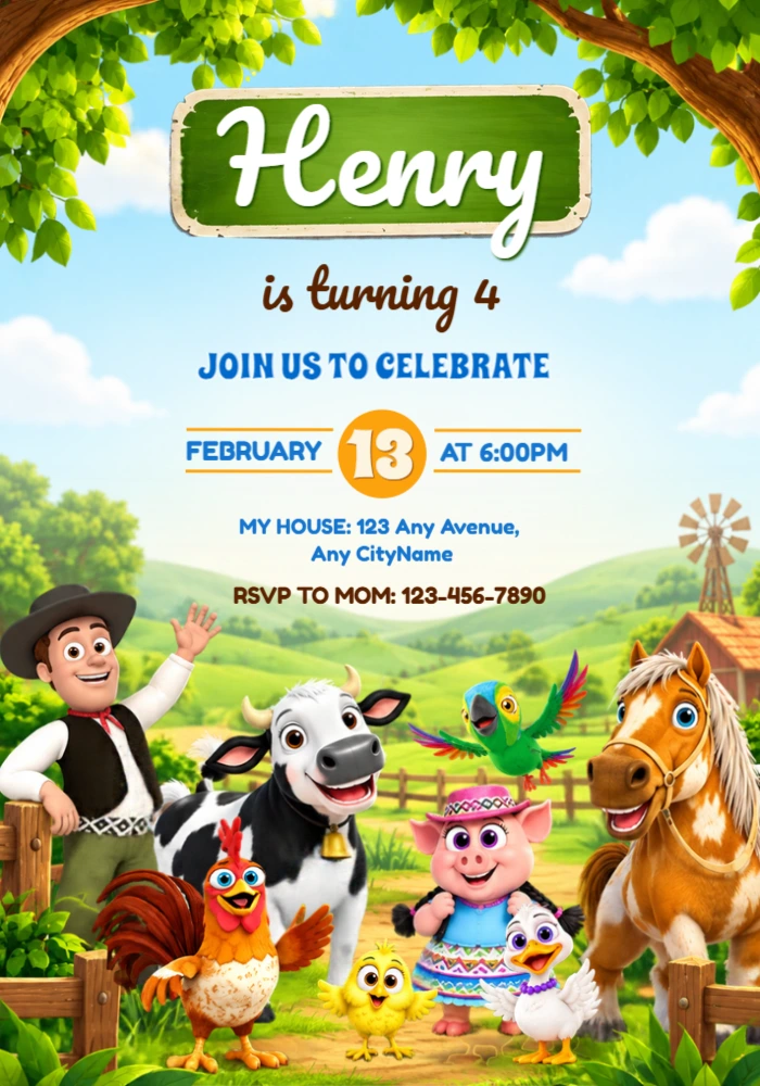 Zenon's Farm Birthday Invitation | Editable Digital Template Zenon's Farm Birthday Invitation | Editable Digital Template