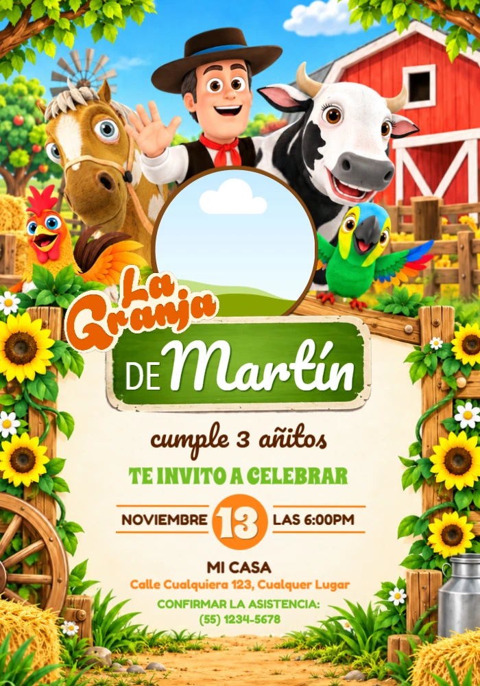 Invitación Editable de Cumpleaños de La Granja de Zenón Invitación Editable de Cumpleaños de La Granja de Zenón
