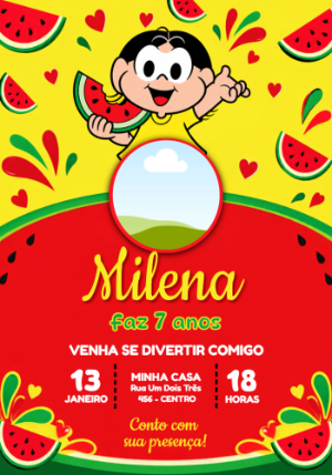 Convite de Aniversário Magali com Foto para Editar