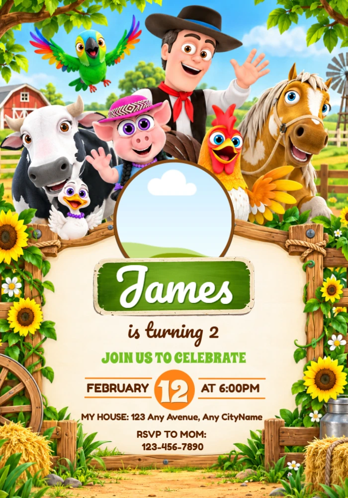 Zenon's Farm Birthday Invitation | Editable Digital Template Zenon's Farm Birthday Invitation | Editable Digital Template