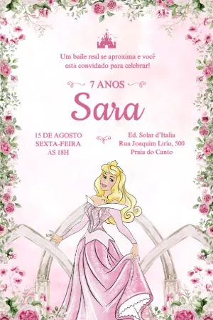 Invitación de cumpleaños Princesas – Estático – Érika Souza Studio