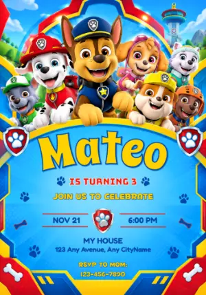 Paw Patrol Birthday Invitation | Pups Assembled | Editable Template