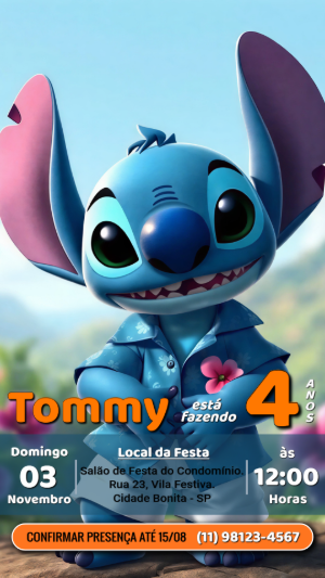 Stitch Birthday Invitation – Static – André Luís Vieira
