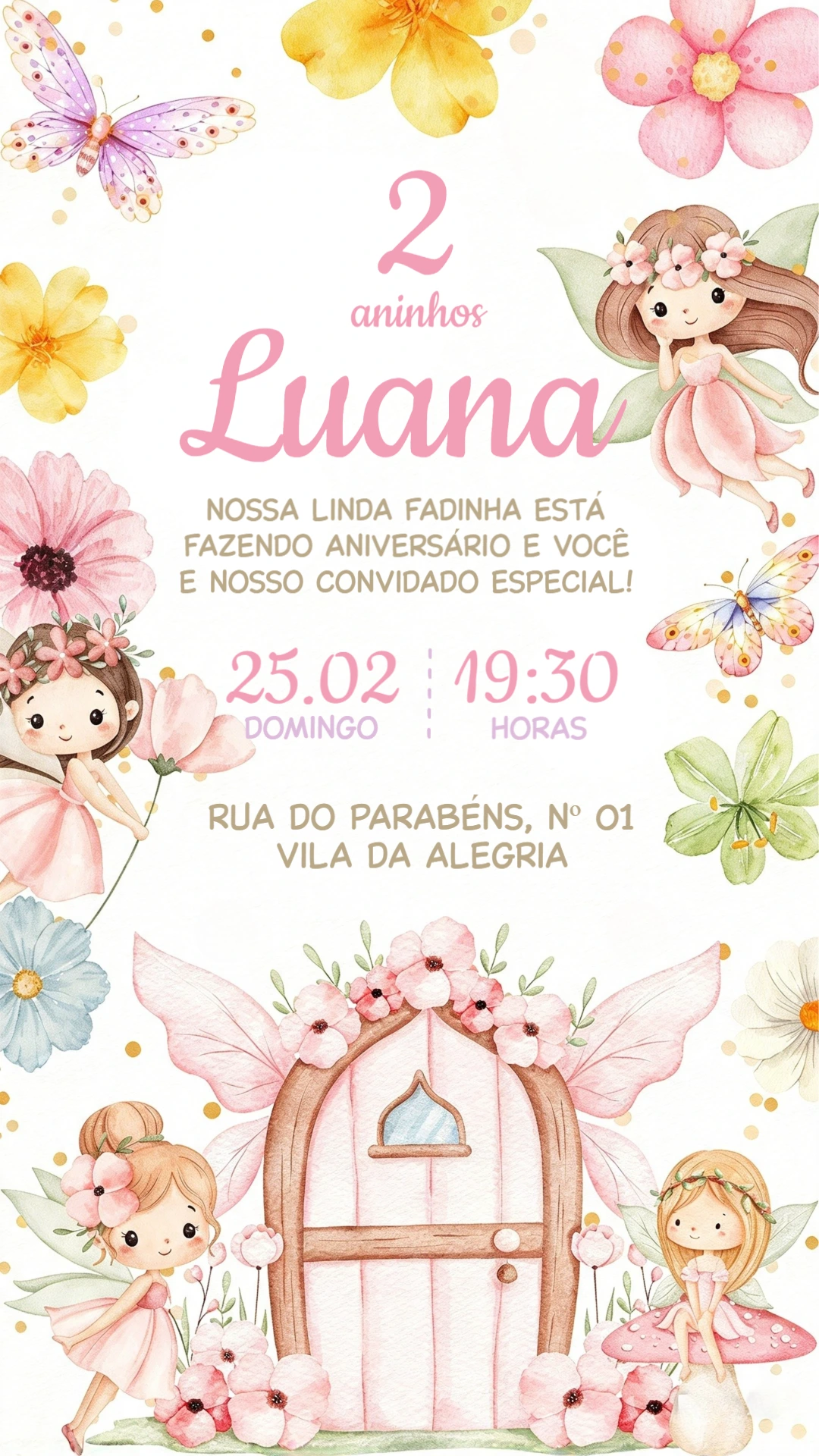 Convite de Aniversário Jardim das Fadas para Editar Online Convite de Aniversário Jardim das Fadas para Editar Online